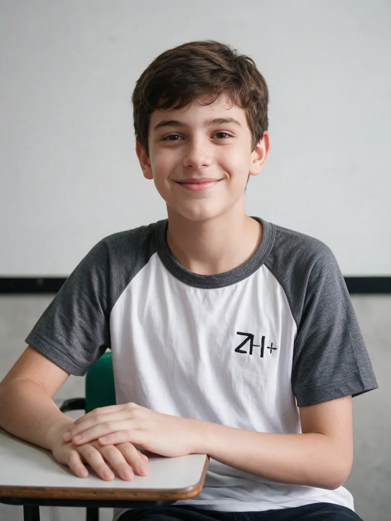 Estudante do Colégio ZH+ sentado na carteira da sala de aula